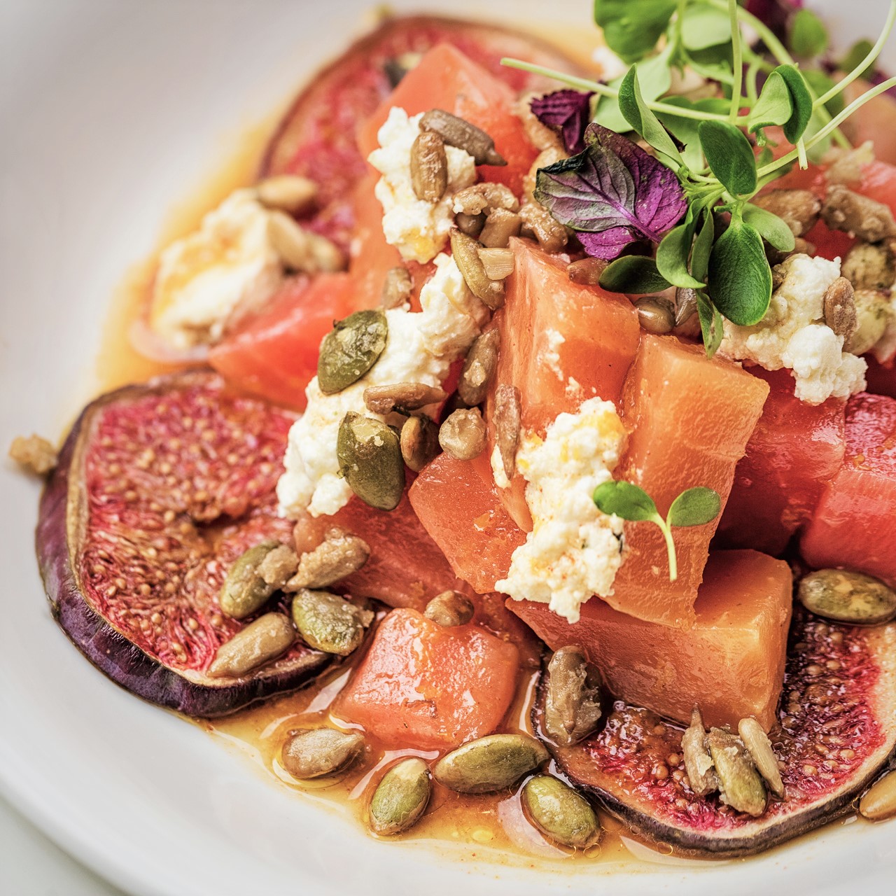Heritage Beetroot, Persian Feta, Figs & Candied Seeds Bistrot Bagatelle Dubai - Eating the Rainbow